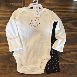 NEW Carter's White and Black Ghost Print Kids Matching Set
